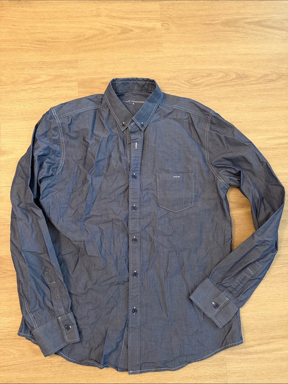 Adolfo Dominguez Navy Button-Down Casual Shirt